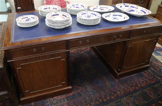 A modern mahogany pedestal desk, W.183cm